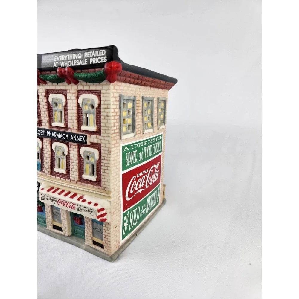 1992 Vintage Coca-Cola Town Square Collection Jacob's Pharmacy Christmas Village